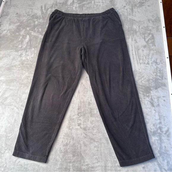Lands End Corduroy Pull On Pants Womens XL Grey Cabin Camp Cozy Tapered Leg - Picture 1 of 9